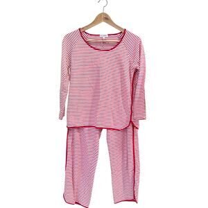 Lake Pajamas Red White Stripe Pima Cotton Pajama Set Women’s Medium Peru